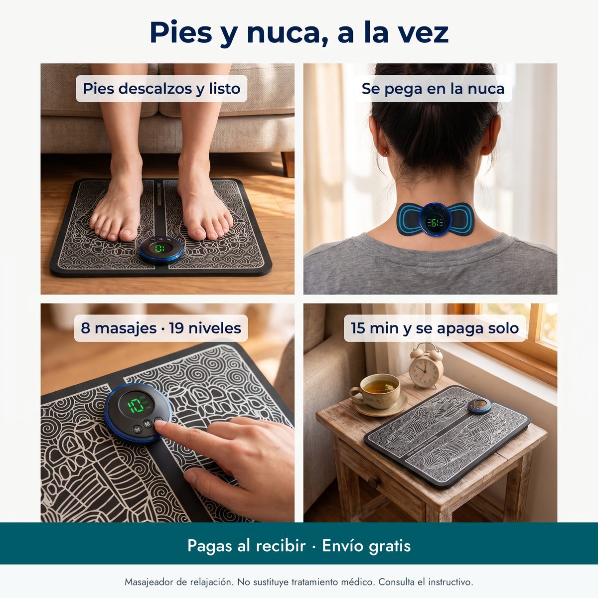 Pies y nuca a la vez: tapete y mariposa