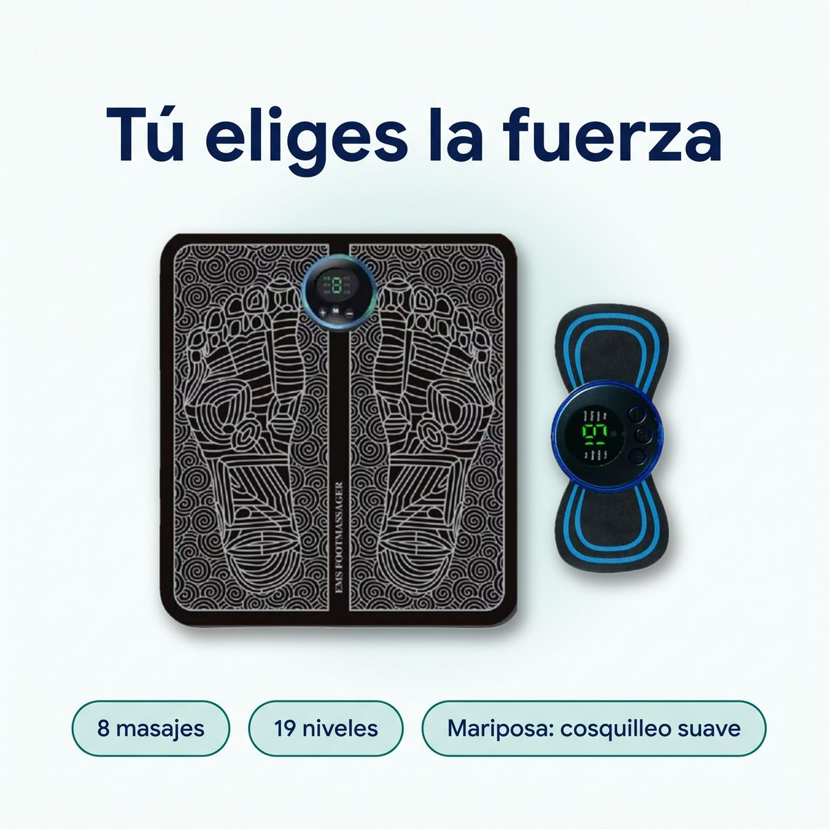 Tú eliges la fuerza: 8 masajes, 19 niveles, mariposa suave