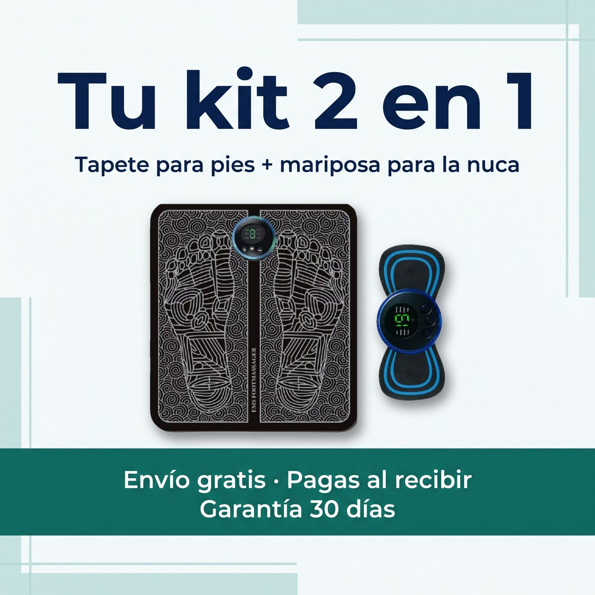 Tu kit 2 en 1: tapete para pies y mariposa para la nuca